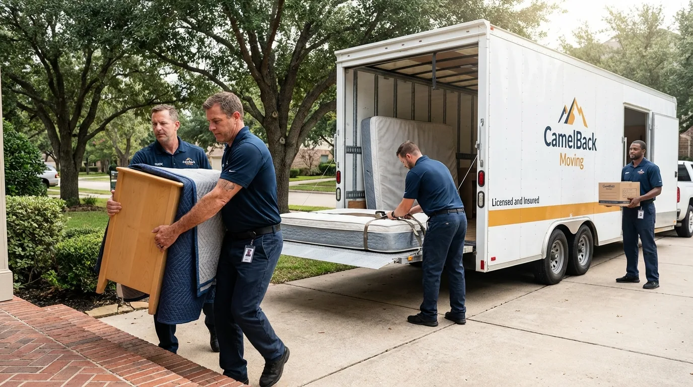 Crew loading residential truck for cross-state move from Hellertown, PA